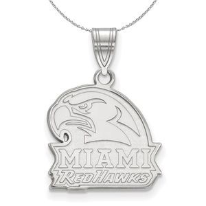 Sterling Silver Miami U Medium Pendant Necklace - 16 Inch